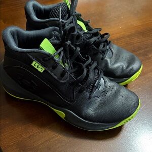 Under Armour Kids Lockdown 7 Black and Neon Green Sneakers